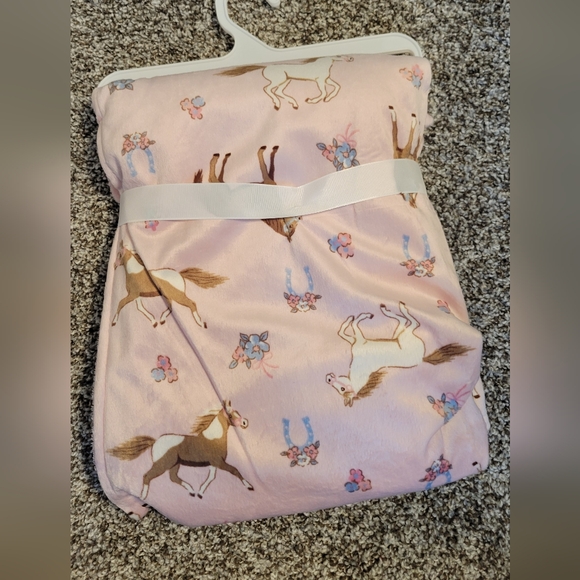 Pink Horse Print Baby Blanket - Picture 4 of 4